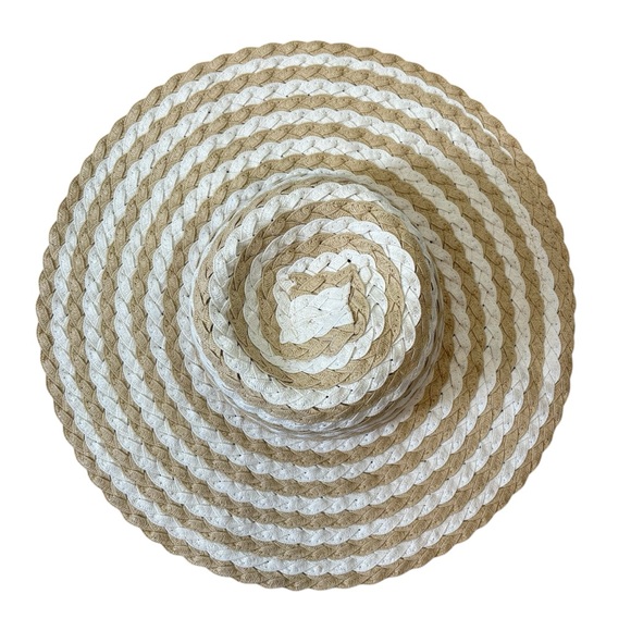 Tan & White Striped Sun Hat OS - Picture 2 of 3